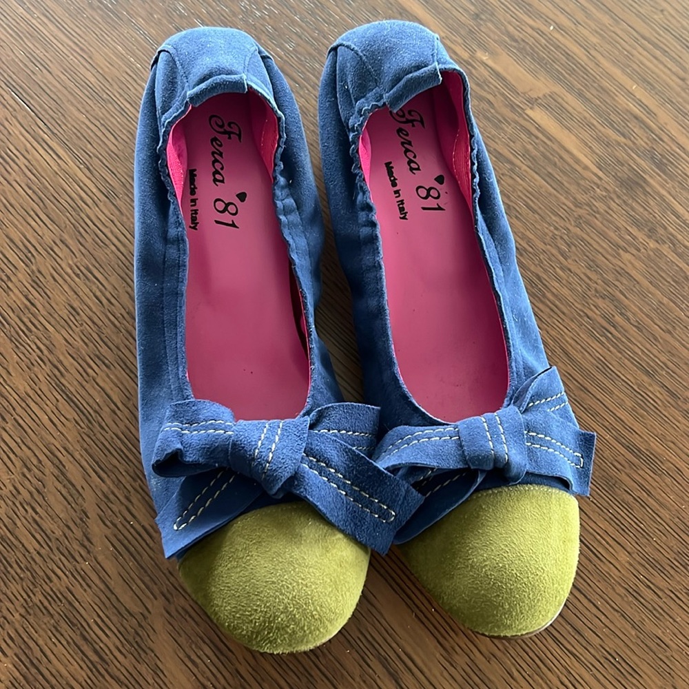 Ferca 81 Italian Made Suede Low Heel Ballerina Style Loafer Shoes